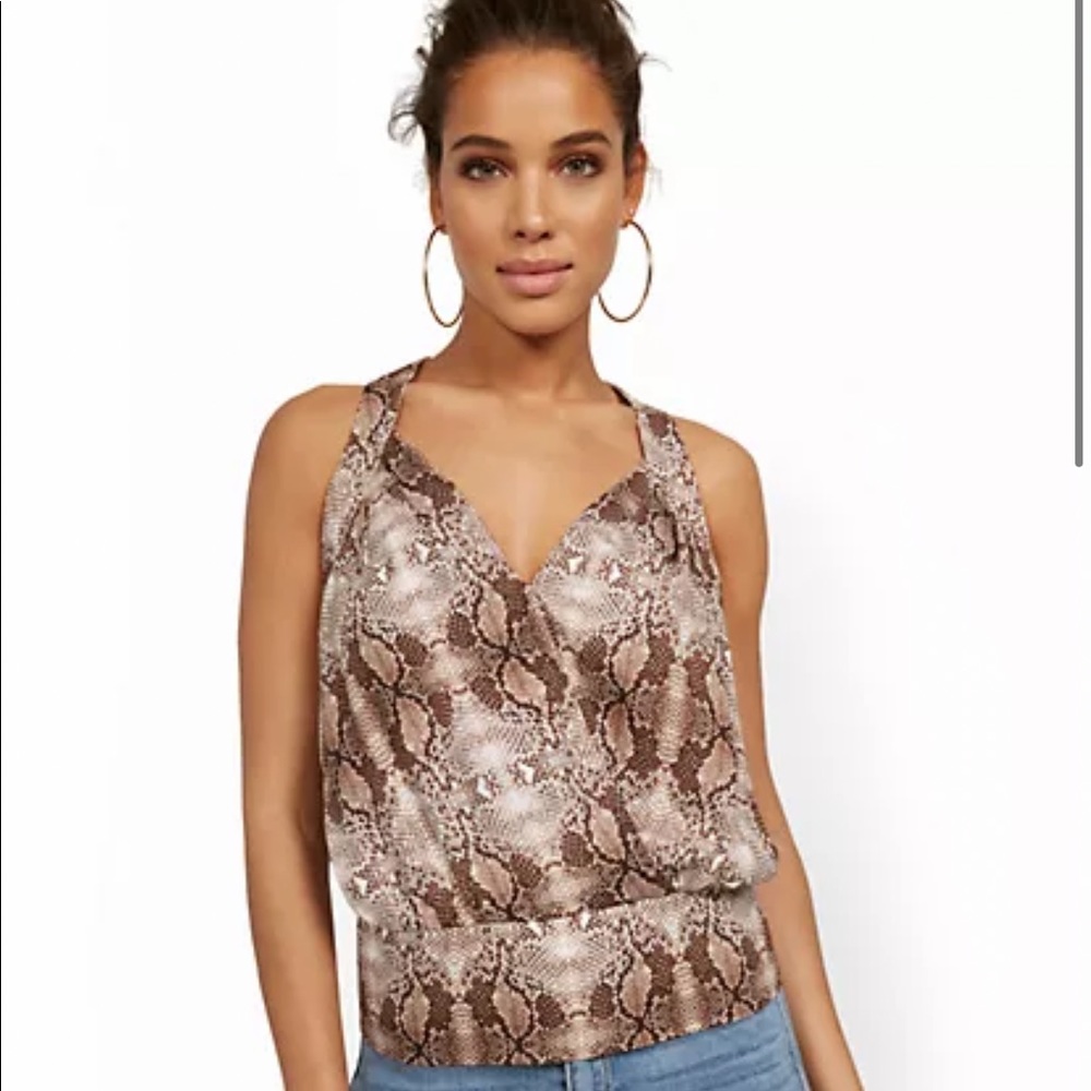 Small snake print faux wrap tank